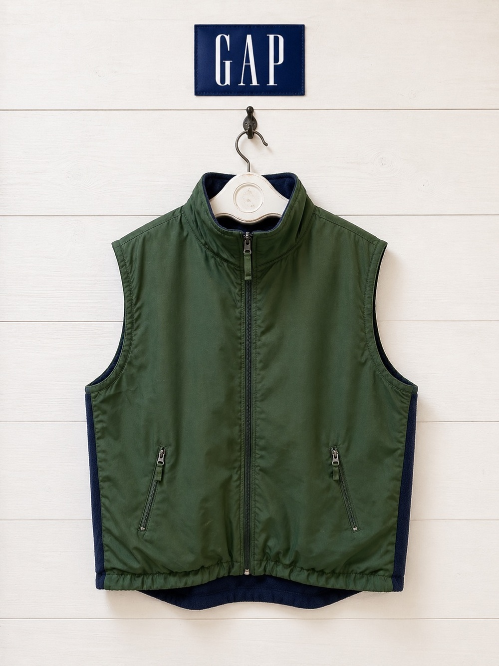 GAP Vintage Reversible Vest – Green / Navy – XL